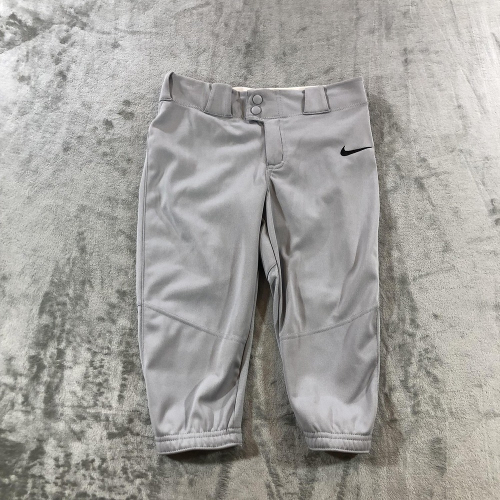 Nike Softball Pants Kids Small Gray Ankle Team Swoosh AV6833-052 Baseball